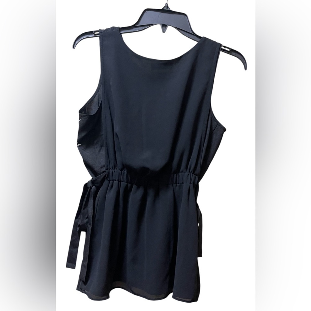 DKNY DRESSY V-NECK TANK TOP SIDES TIES ELASTIC WAIST SLEEVELESS BLACK SIZE S - Picture 8 of 10